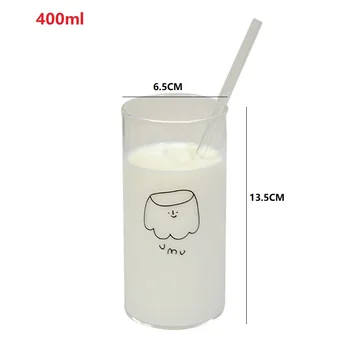 400 ml korejas Caurspīdīgu Dzērienu, Kauss Cartoon Gudrs Svaiga Piena Pudiņš Stikla Kafijas Citronu Sulas Sodas Aukstā Ūdens Krūzes Drinkware Dāvanu