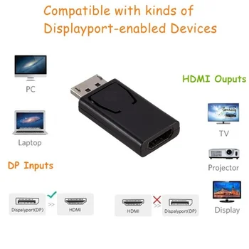 4K DisplayPort uz HDMI-saderīgam Pārveidotāja Adapteris Displeja Ports Male DP Sieviešu HD TV Kabelis, Adapteris, Video, Audio PC TV