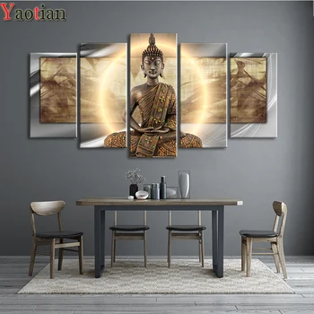 5 Gabali 5D Dimanta Krāsošana Zen Budas Attēls, Dimanta Izšuvumi Krustdūrienā Amatniecības Priekšstatu Par Rhinestone Mozaīkas Komplekts
