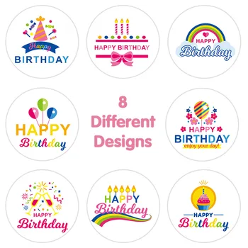 500 Gab., 1 Collu Krāsains Happy Birthday Cake Etiķetes, Uzlīmes Dāvanu Kartes Kastes Iepakojums Iesaiņošana Partijas Apdare Small Business