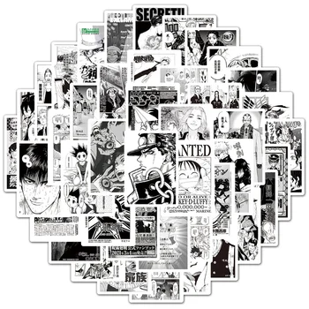50gab Melnā un Baltā Japānas Anime Uzlīmes Plakātu Haiykuu Hunter X Hunter Demon Slayer Uzlīmes Skeitborda Čemodāns, Mazulis, Rotaļu