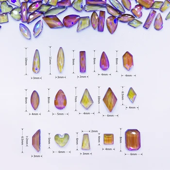 50gab Vairāku Izmēru Skaidrs, Aurora Violeta AB Plakanu Aizmuguri Spīdīgajiem Akmeņiem, Nagu Art Stikla Rhinestones 3D Dekorācijas Piederumi Piederumi