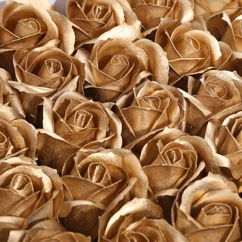 50gab Zelta Ziepes Ziedu Rožu Ziedu Galvas DIY Dāvanu Kastē Dekorēšanas Valentīna Diena Dāvanu Kāzu Pušķi, Rozes Mākslīgie Ziedi