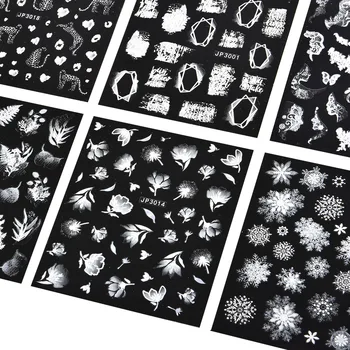 5D Baltā Snowflakes, Reljefs Ziedu Uzlīmi, Ziemassvētki, Jaunais Gads Nagu Art Dizains Tauriņu Uzlīmes Kuģīši Ziemas Piekariņi Manikīrs