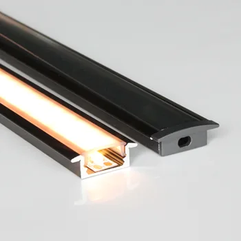 5m (10pcs) daudz, 0,5 m uz vienu gabalu, melnā alumīnija profils led strip gaismas ar melnu/piena/skaidrs vāciņu