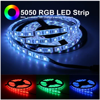 5M LED Lentes RGB Gaismas 5050 2835 DC12V Neona Lentes Ūdensnecaurlaidīga Elastīga Diožu Lentes 60LEDs/m LED Lentes Mājas Apdare
