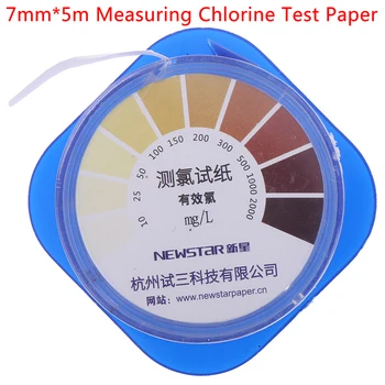 5M/Roll Hlora Pārbaudes Papīra Strēmeles Diapazons 10-2000mg/lppm Krāsu Diagrammu Ūdens attīrīšanas Testēšanas, Mērīšanas