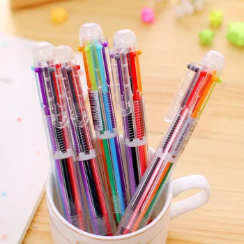6 in 1 multi krāsu funkciju lodīšu pildspalva 0.5 mm jaunums multi-krāsas bērnu dāvanas biroja un Skolas kancelejas piederumi