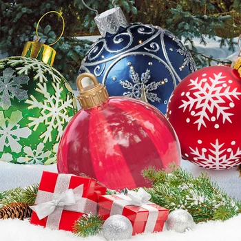 60cm Ziemassvētku Bumbiņas, Eglīšu Rotājumi, Āra Atmosfēru PVC Piepūšamās Rotaļlietas Mājās Ziemassvētku Dāvanu Bumbu Ziemassvētki Amatniecības