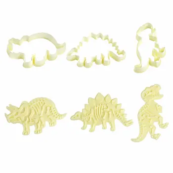 6pcs Dinozauru Cookie Cutter Zīmogu Komplekts 3D Dinozauru Fosiliju Cepumu Spiešanu Pelējuma Sugarcraft Cepšanas Veidnes Kūka Apdare, Instrumenti,