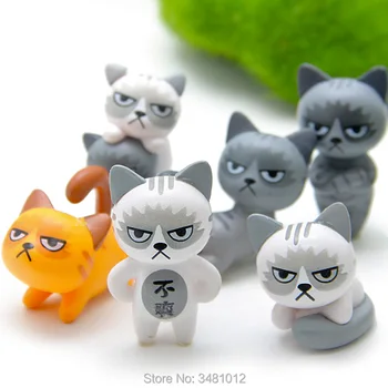 6pcs/set Kawaii Nelaimīgs Kaķis Kitty Modelis PVC Miniatūras Darbības Rādītāji Cute Kaķēns Figūriņas Mini Mājas Dārzā Apdare Bērniem Rotaļlietas