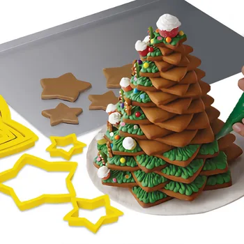 6pcs/Set Ziemassvētku Eglīte Cookie Cutter Pelējuma Zvaigznes Formas Pomādes Cepumu Kūka Kuteris Veidnes 3D Kūku Cepšanas Veidnes, Apdares Instrumenti,