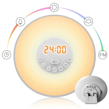 7 krāsu smart LED Gultas nakts gaisma Elektronisko LED Digitālais Modinātājs Regulējams spilgti Guļamistaba miega Mosties lampiņa, FM Radio