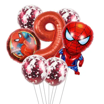 7pcs Disney Zirnekļcilvēka Captain America Folija Baloni Cartoon Kids Dzimšanas dienas svinības Apdare Bērnu duša Puse balons Rotaļlietas Globos