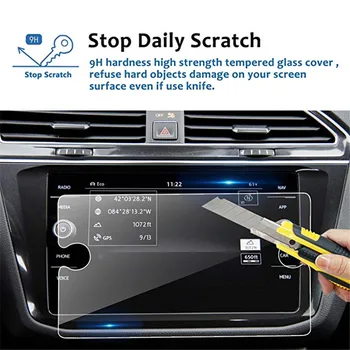 8 Collas Volkswagen Tiguan 2018 2019 Rūdīts Stikls Automašīnas Navigācijas Screen Protector Ekrāna Centrā Touch Pret Skrāpējumiem