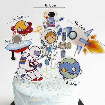 8pcs Kosmosa Astronautu Cupcake Toppers Kosmosa Kūka Apdare Zemes Kūka Toppers Bērniem Planētu Dzimšanas dienas Kūka Grupa Krājumi