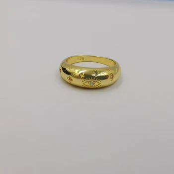 925 Sterling Silver Eye Izsmalcinātu Šarmu Pirkstu Gredzens anillos mujer 18k Zelta Sievietēm Modē Smalkas Rotaslietas