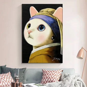 Abstratc Dzīvnieku Kaķis Audekla Apgleznošana Sienu Mākslas Karikatūras Plakāti Un Izdrukas Attēli Galerijā Istaba Bērniem Mājas Apdare