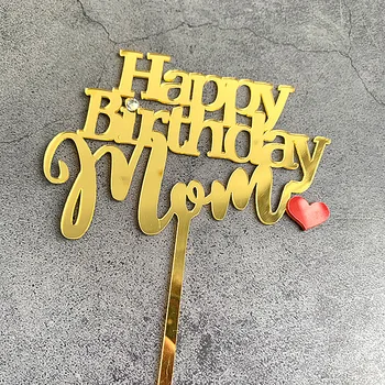 Akrila Happy Birthday Cake Topper Dubultā Slāņa Loku Zvaigžņu Mamma un Tētis daudz laimes Dzimšanas dienā Cepot Kūka Apdare Puses dod priekšroku