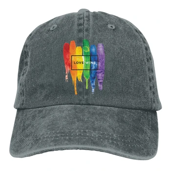 Akvarelis LGBT Mīlestība Uzvar Varavīksnes Krāsu Drukas Beisbola Cepurīti Sasniedza capt Unisex Āra Pasūtījuma LGBT transpersonu Cepures