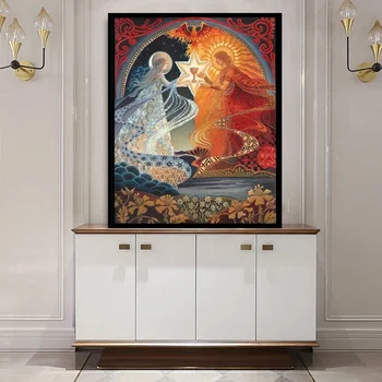 Alķīmijas Kāzu Svētās Laulības Apsveikuma Kartiņu Kanvas Glezna Mitoloģijā Bohēmijas Čigānu Dieviete Sienas Art Print Plakāta Attēlu