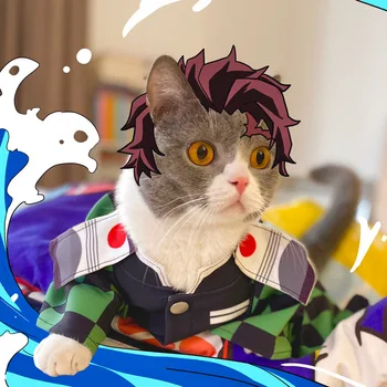 Anime Demon Slayer : Kimetsu Nav Yaiba Modes Pet Cat Kostīmu Vasaras Mājīgu Cape Kaķiem Maz Suns Cosplay Drēbes Pet Piegādēm
