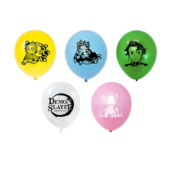Anime Demon Slayer Kimetsu Nav Yaiba Tēma Kids Happy Birthday Apdare Lateksa Balonu Partijas Apdare Balonu Dekori 20Pcs