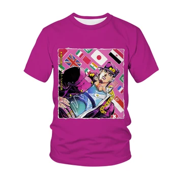 Anime T-krekls JOJO Dīvaino Piedzīvojumu, 3D Druka Streetwear Harajuku Vīriešu un Sieviešu Modes O-veida Kakla T Krekls JOJO Hip Hop Vīriešu t-veida Topi