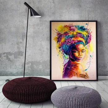 Anotācija meitene kanvas glezna sieviete seju krāsains art attēlu wall art print bārs koridora apdare, dzīvojamā istaba mājas apdare