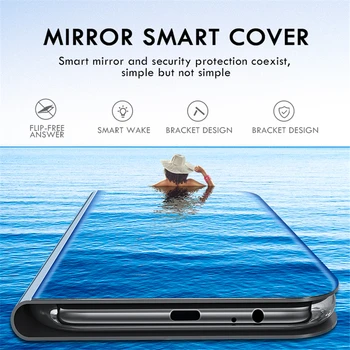 Apšuvuma Spogulis Luksusa Grāmatu Gadījumā Huawei P20 P30 Lite Mate 10 20 Pro Godu 10 Lite P Smart 2018 2019 Pārsegu Shell