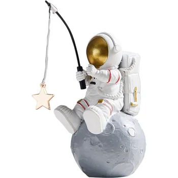 Astronauts Statuetes Sveķu Mēness Spaceman Modelis, Ornaments, Auto Interjera Attēls par Astronautu Grupa Kūka Topper Galda Dekorēšana