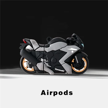 Atdzist 3D Motociklu sacīkšu auto, gadījumā, AirPods 1 2 gadījumos uzlādes kaste mīksta silikona Bezvadu bluetooth austiņas seguma