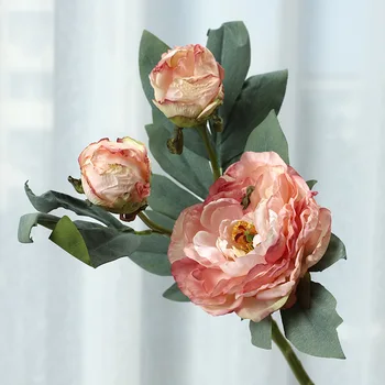 Augstas kvalitātes grauzdēta simulācijas peoniju ziedu daudzslāņu peonijas zīda mākslīgo ziedu rudenī apdare flores artificiales