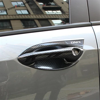 Automašīnu Durvju Rokturi Bļodā Cepurīti Dekorē Pārklājums Vāciņš Melns, ABS Chrome / Oglekļa Šķiedras Piederumi Chevrolet Cavalier ONIX 2019 -2021