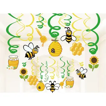 Baby Duša Karikatūra Medus Bišu Karājas Spirāles Swirls Bērniem Dzimšanas Dienas Ballīti Bērnudārzā Dod Priekšroku Sienas Rotājumi Grupa Krājumi