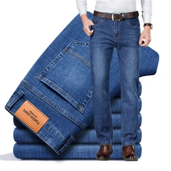 BAO SHAN 2022. gada Pavasarī Zīmola Aprīkots Taisnas Džinsa Džinsi Klasiskās Modes Biznesa Gadījuma Mid-high Waist Vīriešu Slim Jeans