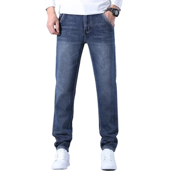 BAO SHAN rudenī un pavasarī, biezā stiept taisni zaudēt stiept džinsi classic rāvējslēdzēja kabatas vīriešu biznesa gadījuma modes džinsi