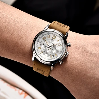BENYAR ir 2021. Jaunā Luksusa Vīriešu Kvarca rokas Pulkstenis Sporta Ādas Militāro Pulksteņi 50ATM Ūdensizturīgs Modes Pulksteņu Vīriešiem reloj hombre