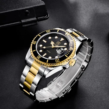 BENYAR Luksusa Uzņēmējdarbības Vīriešu Kvarca rokas Pulkstenis Top Zīmolu Nerūsējošā Tērauda Modes Pulkstenis 30ATM Ūdensizturīgs Diver Watch reloj hombre