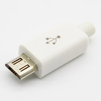 Bezmaksas piegāde 10pcs Micro USB 5PIN Metināšanas Tipa Vīriešu Pievienojiet Lādētāju Savienotāji 5P USB Asti Uzlādes Kontaktligzda 4 1 Balts Melns