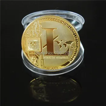 Bezmaksas piegāde 1ounce IA+BTC Litecoin Zelta paletd monētas.1gb/daudz