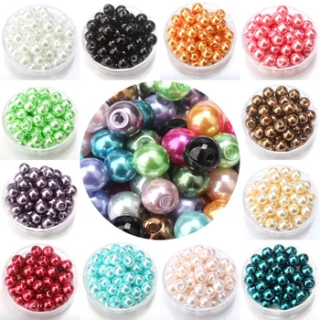 Bezmaksas piegāde 4/6/8/10MM stikla mākslīgas pērles multicolor krelles DIY Aproces auskari ar pērlītēm sānslīdi kaklasaite, kaklarota, Rotaslietu izgatavošana