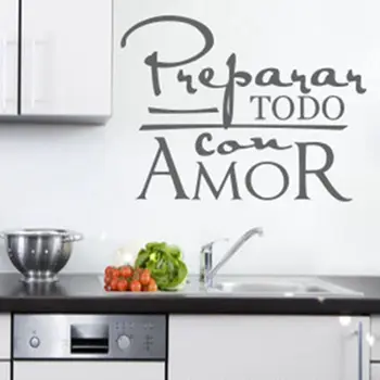 Bezmaksas piegāde spāņu sienas mākslas quote uzlīmes Espanol virtuve / Veļas mazgātavas Telpu dekori , spāņu sienas decal mājas apdare