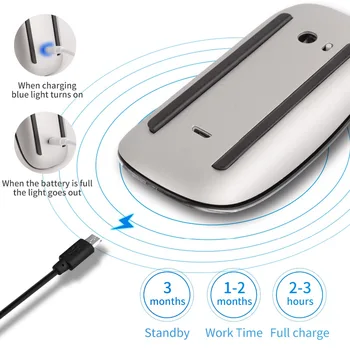 Bluetooth Bezvadu Magic Mouse Kluss, Uzlādējams Lāzera Datora Pele Plānas Ergonomiski DATORU, Biroja Mause Apple Mac Microsoft