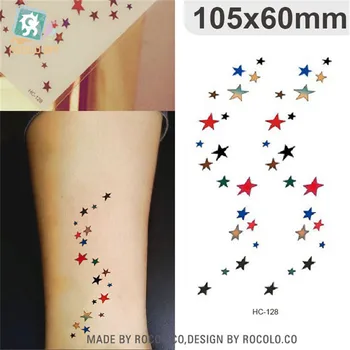 Body Art Seksa Produkti ūdensnecaurlaidīgus pagaidu tetovējumiem vīriešiem, sievietēm, vienkāršu 3d zvaigžņu dizaina flash tetovējumu uzlīmes HC1128