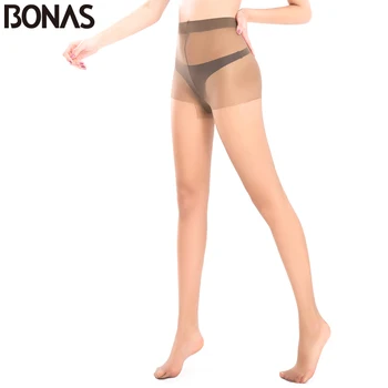 BONAS 15D Plus Lieluma Neilona garās Zeķes Sievietēm tīrtoņa Krāsu Caurspīdīgu Zeķubikšu Modes Lielo Izmēru Black Izturīgs Zeķbikses Zeķes Sieviešu