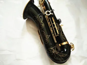 Brand new augstas kvalitātes Melnā tenora saksofons Profesionālā līmenī, B, Zelta atslēgas sax mūzikas instrumentu Saksofons