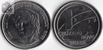 Brazīlija 1 Cruzado 5 Amerikas Monētu Dekoru Jaunu Oriģinālu Monētu UNC Piemiņas Izdevums Reāla