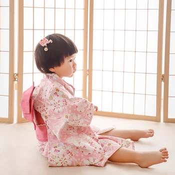 Bērniem Kimono Tradicionālā Japāņu Stila Iespiesti Yukata Kleitu par Meiteni, Bērniem Kokvilnas Cosplay Haori Kostīmu Āzijas Apģērbu ZH109