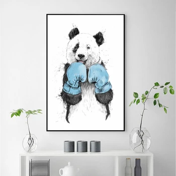 Bērnu Istabas Cute Dzīvnieku Kanvas Glezna Izdrukas Panda Sirds Žests Boksa Sienas, Mākslas Plakāti Pirmsskolas Attēla Bērnu Istabas Dekors